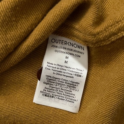 Outerknown Shirt Mens M Long Sleeve Flannel Organic Cotton Pocket Tan Brown - Picture 4 of 5