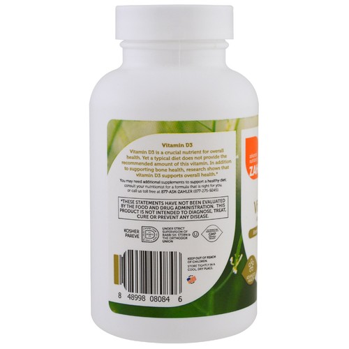 Zahler Vitamin D3 50 000 IU 120 Vegetable Capsules Gluten-Free, GMP Quality - Picture 3 of 3