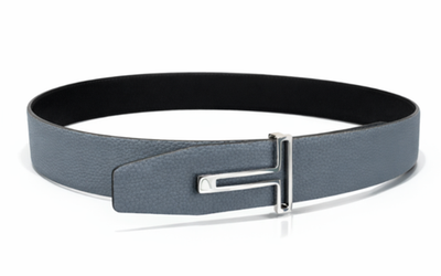 Tom Ford T Silver Buckle Reversible Leather Belt Gray Length 85cm
