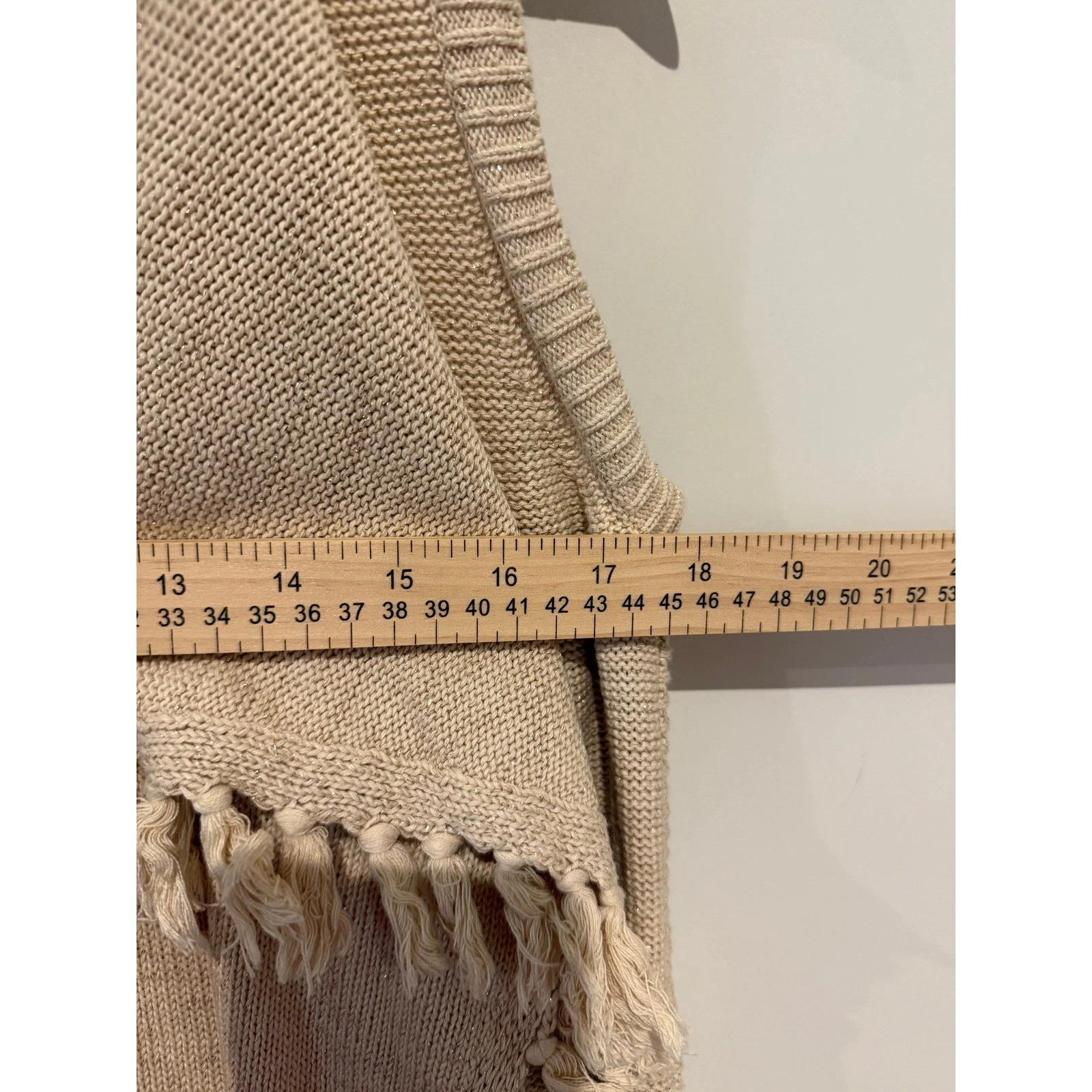 Lilly Pulitzer Tan Tassel Fringe Metallic Shimmer Cardigan Vest XS Layering Boho - product detail image 7