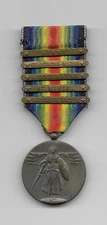 WW1 US VICTORY MEDAL WITH 5 BARS