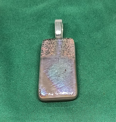 Hand Crafted Dichroic Fused Glass Pendant And Earrings #1185 - Picture 3 of 5