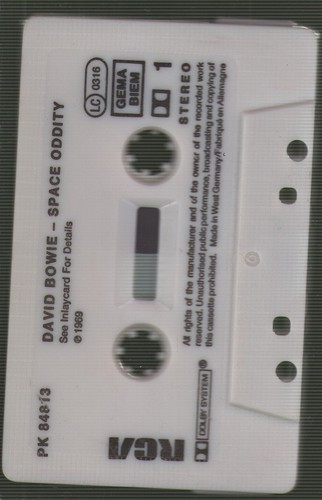David Bowie Space Oddity cassette Europe Rca 1984 white shelled cassette PK84813 - Picture 3 of 3