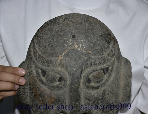 13.2" Rare Ancien Masque soldes Chinois Hongshan Culture Météorite Dieu Soleil