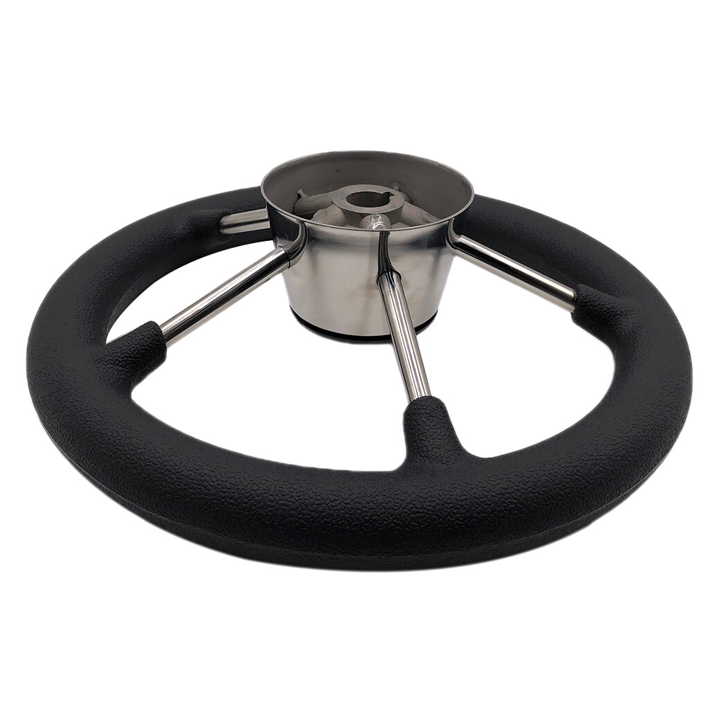 Volant de bateau de 11 , cadre en acier inoxydable, poignée en mousse PU Volant de bateau de 11 , cadre en acier inoxydable, poignée en mousse PU
