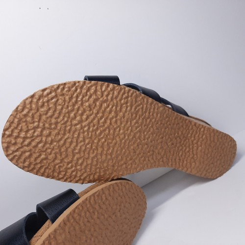 Basic Edition Sandalen Gr. 10, Pantoletten, Slipper Keilabsatz Kork schwarz/hellbraun NEU - Bild 12 von 12