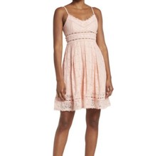 NWT NSR Womens Provance Mini Dress Size Medium Stretch Lace Lined V Neck Blush