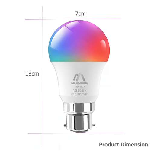 RGB LED Bulb 7W B22 with Remote | Dimmable | 16 Colours + Warm White | 1 Pack - Picture 6 of 6