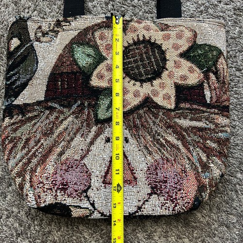 Handmade Reworked Tapestry Blanket Bag Small Scarecrow Autumn Fall 10x13x6 - Picture 5 of 11