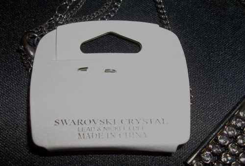 New Pendant Adjustable Pave Square Necklace Swarovski Crystal Dark Silver Chain - Picture 6 of 6