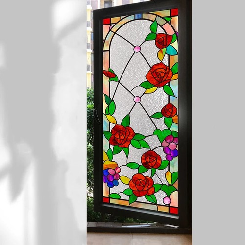Retro Static Cling Privacy Translucent Window Film Frosted Stained Glass Sticker - Picture 29 of 38