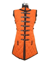 Medieval Sleeveless Bright Orange with Diamond Pattern Stiching