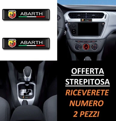 2 ADESIVI ADESIVO 3D LOGO ABARTH PER INTERNI FIAT 500 GRANDE PUNTO BRAVO 695 124