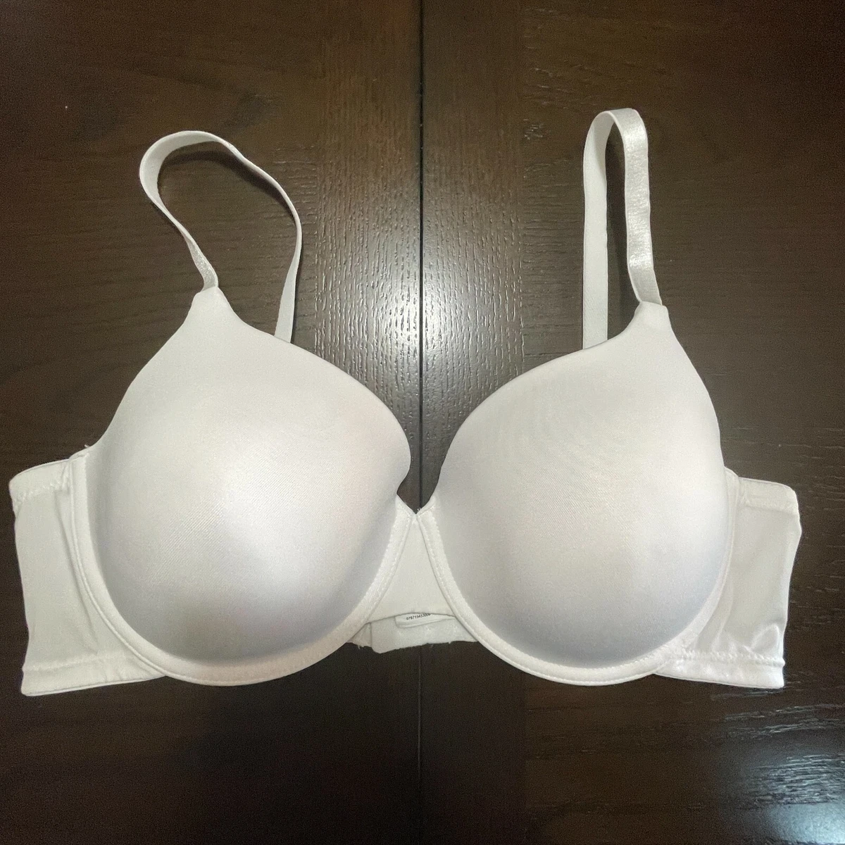 Maidenform Bra 40D Underwire T-Shirt Satin Molded Cups White Adjustable  Straps