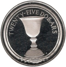 1988 BRITISH VIRGIN ISL. - $25 DOLLARS - CHALICE - .6 Oz PROOF .925 SILVER CROWN 10.13 per troy oz