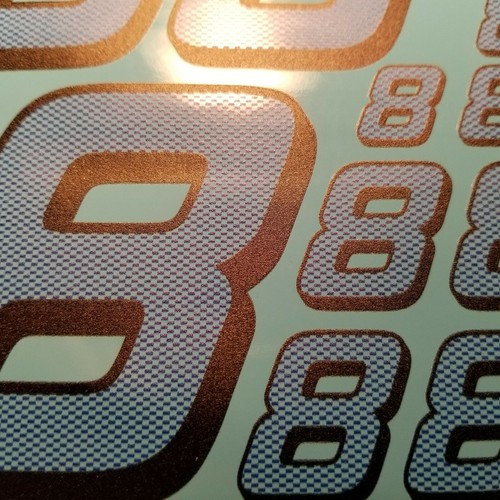 CARBON FIBER Cascade Blue/Black #8's Racing Numbers Vinyl Decal Sheet 1/10-1/12 - Picture 3 of 11