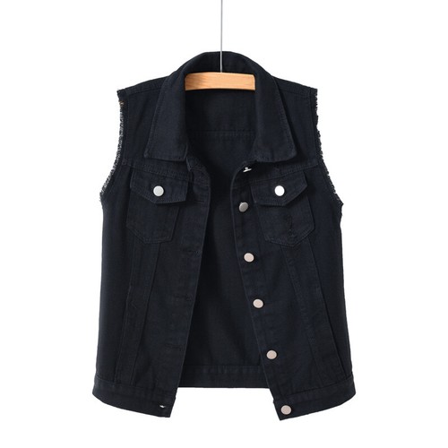 Top giacca smanicata casual moda donna denim gilet cappotto gilet - Foto 9 di 9