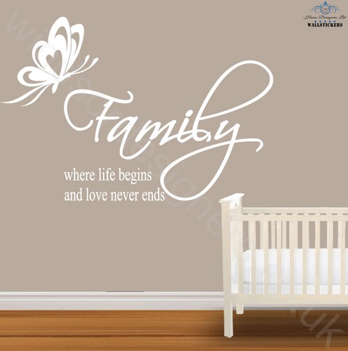 FAMILIA donde comienza la vida... Pegatina de arte de pared grande diseño decoración COTIZACIÓN - Imagen 3 de 4