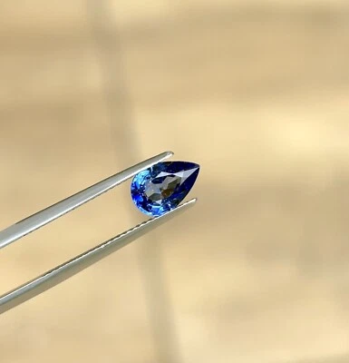 edelsteine24 Echter blauer Saphir Edelstein fac. Tropfenschliff Sri Lanka 1.50ct - Bild 1 von 4