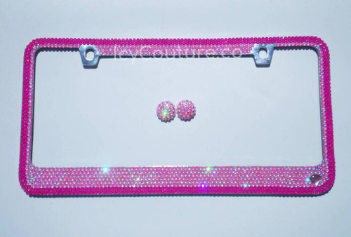 ICY Couture Bedazzled Hot Pink Rhinestone Bling License Plate Frame | Florescent - Picture 3 of 3