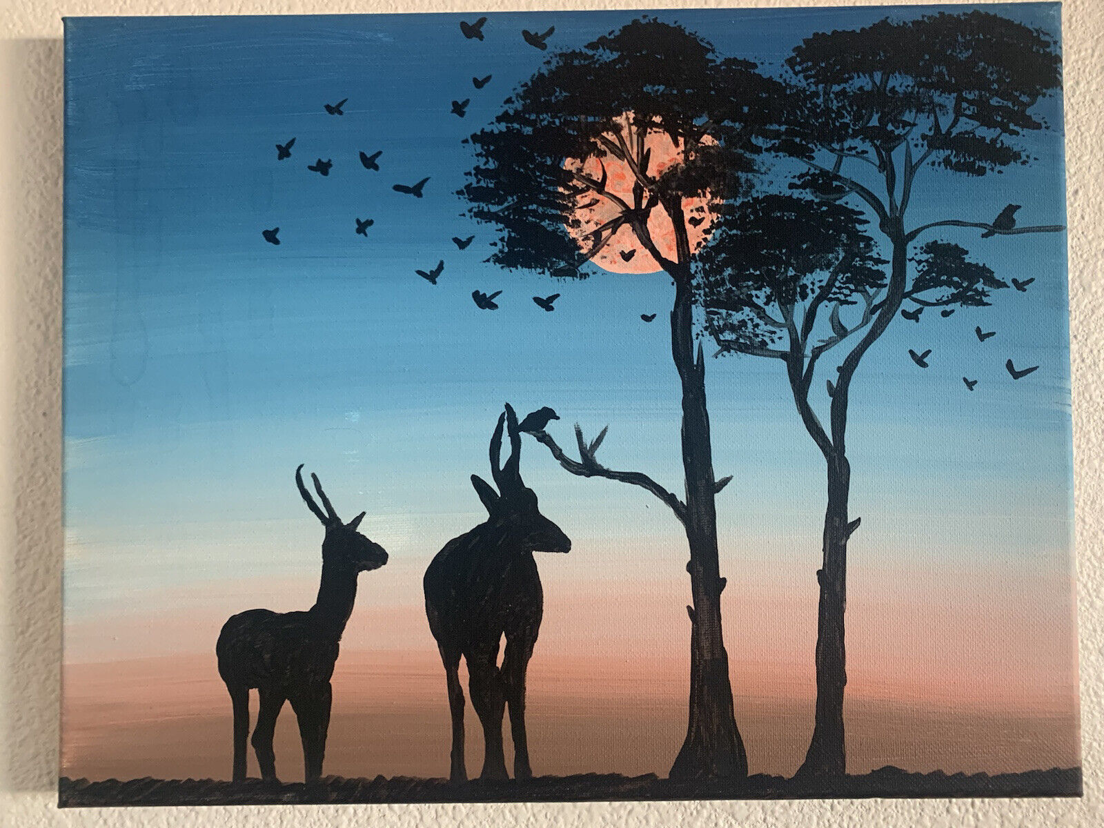 Deer Silhouette In Nature Acrylic Painting On Canvas | eBay Deer Silhouette In Nature Acrylic Painting On Canvas | eBay