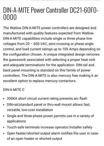 Watlow DC21-60F0-0000 DIN-A-MITE Solid State Power Control 277-600VAC 65 Amps - Picture 4 of 4