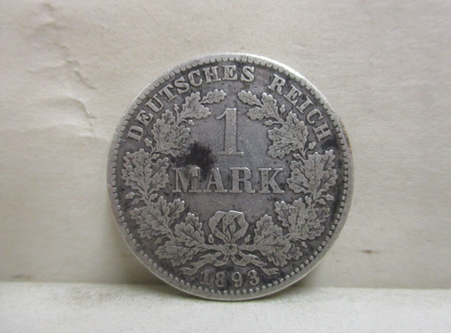 1893-D Germany 1 Mark World Foreign Silver Coin Wilhelm II German Empire KM# 14 - Picture 2 of 8