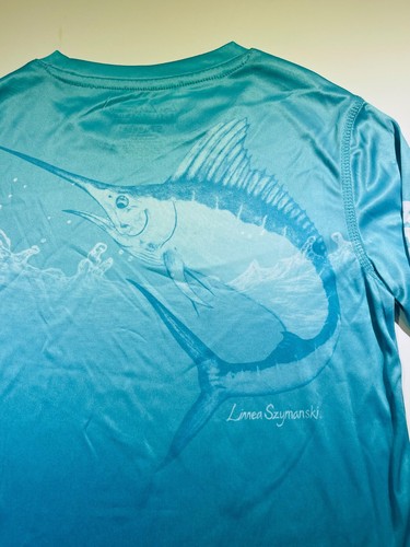 NWT Reel Legends TEC Fish Marlin Sea Jet long Sleeve 5T Teal blue Swim Shirt $24 - Picture 3 of 6