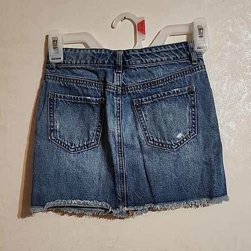 Gap Kids Jean Denim Skirt sz 8 Regular Mini Cut-off Style Blue Adjustable Waist - Picture 4 of 7