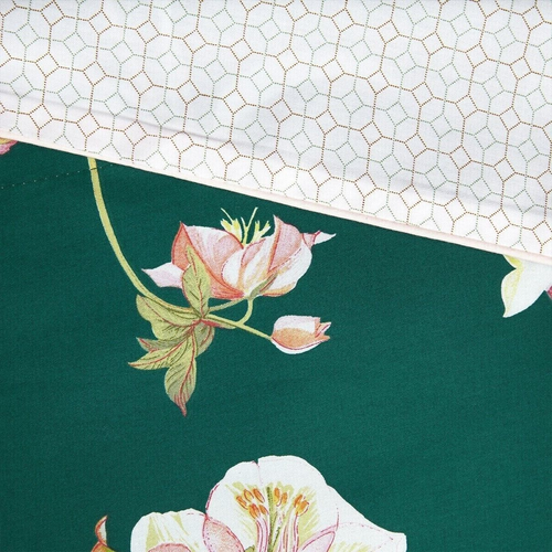 Nuevo Yves Delorme F/Q Sábana Plana 94x116" Rosa Blanco Hellebore Floral Verde Francia - Imagen 6 de 18
