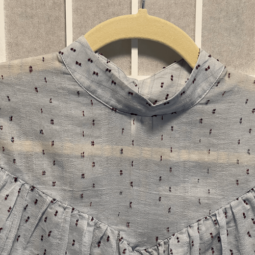 Zara Sheer Polka Dot Ruffled Blouse Blue Long Sleeve High Neck XS Romantic - Picture 5 of 10