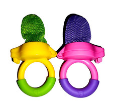Munchkin Fresh Food Feeder Pair Purple Pink Green Yellow Mesh Unused