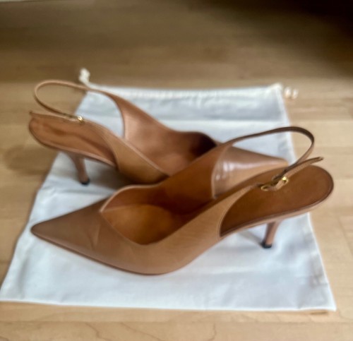 Balenciaga Leather Slingback Pumps / Heels ~ Nude ~ 37.5 - Picture 6 of 8