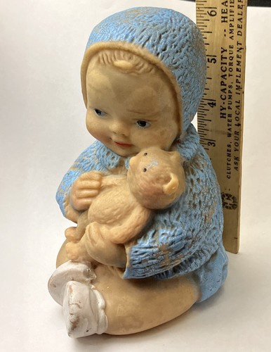 Vintage 6” Vinyl Rubber Squeaky Toy Baby With A Teddy Bear~ADORABLE - Picture 10 of 10