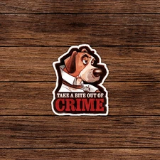 Take a Bite Out of Crime Sticker - McGruff the Crime Dog - Retro 80s Cartoon Dec