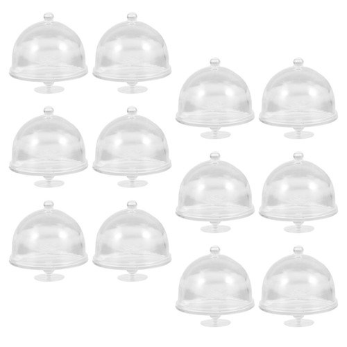 12 Stück Simulierte Dessert Kuchen Halter Ständer mit Abdeckung Mini Kuppeln Deckel