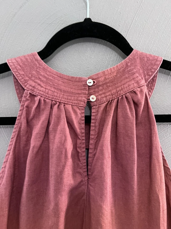 Women's M 100% Linen Dress Sleeveless Shift Terracotta Color Boho C&C California - Image 4 of 4