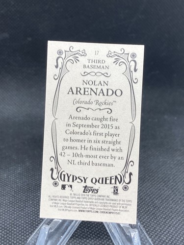 2016 Topps Gypsy Queen Mini #17 Nolan Arenado Rockies 325 - Picture 2 of 2