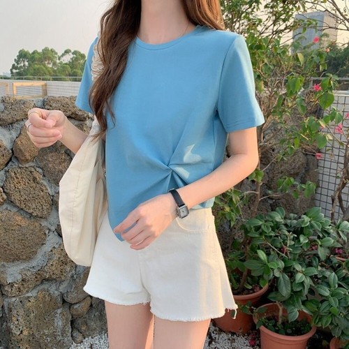 Summer High Waisted Short Sleeves Trendy Short Top Irregular T-shirt Street - Picture 8 of 16