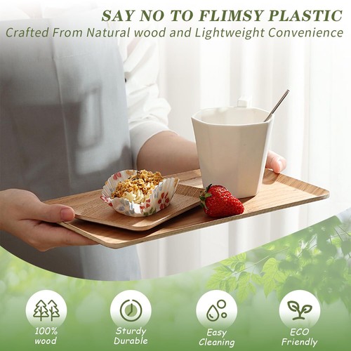 Wooden Trays for Eating Decorative Serving Trays for Party Great for Tea Tray... - Picture 3 of 7