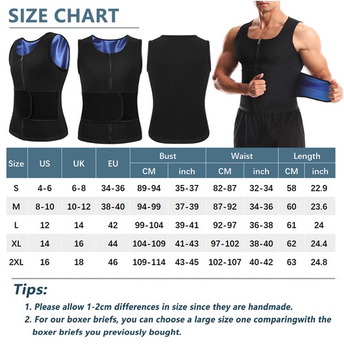Neoprene Sweat Sauna Vest for Men Body Shaper Fat Burn Control Shapewear Tops US - Imagen 2 de 32