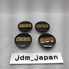 BBS Wheel Center Caps 70mm Genuine Emblem Black Gold 3D Logo Set 4 pcs JDM