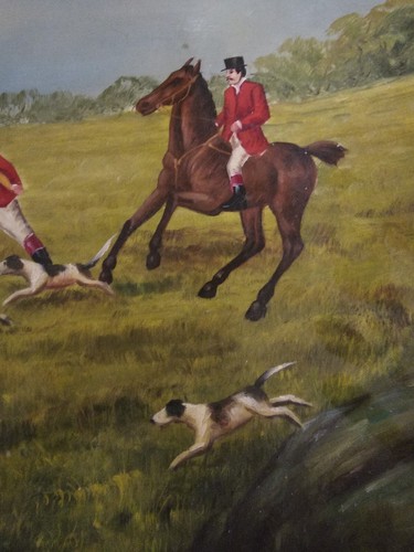 Plato de caza de zorro escena caballos vintage 14 pulgadas vintage pintado a mano - Imagen 7 de 17