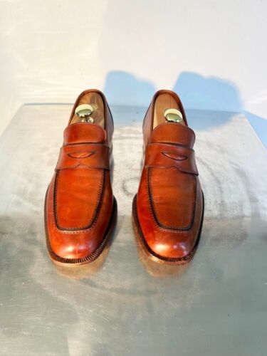 FRATELLI ROSSETTI TAN BROWN LEATHER DRESS PENNY LOAFERS MENS SIZE 8.5 ✨ - Picture 2 of 21