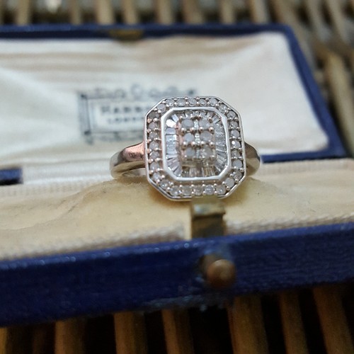 Anillo Art Deco de Plata de Ley 925, Diamantes Naturales, 0.500ct, Talla P.5 EE. UU. 8 - Imagen 6 de 8