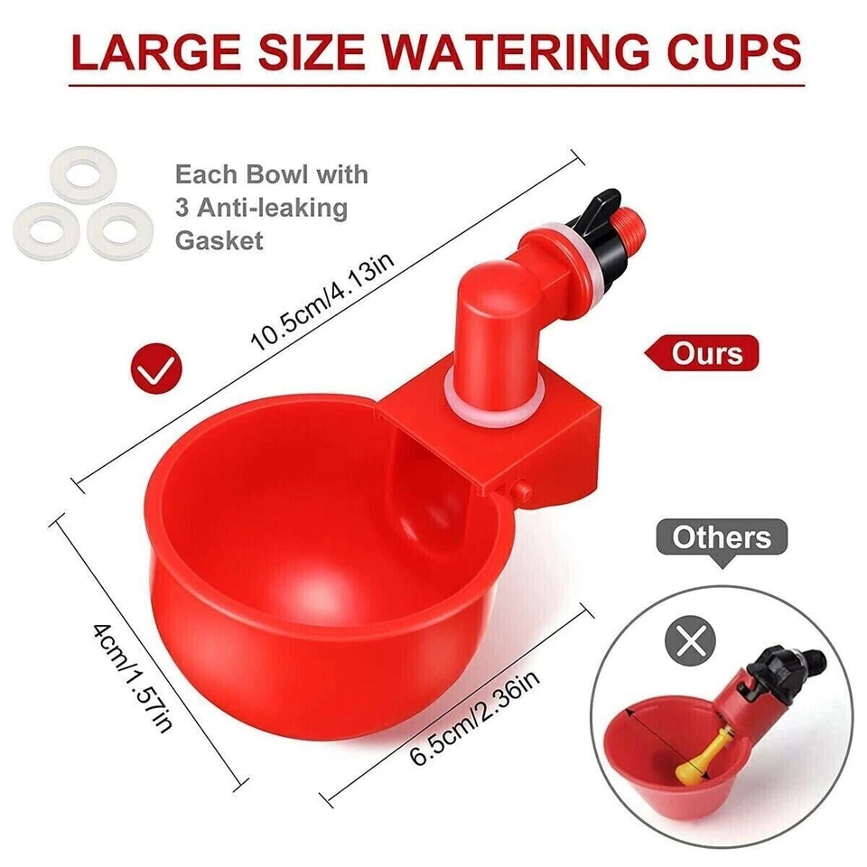 12 PIEZAS Tazas de Agua Automáticas Bebedero de Aves Pollo Pato Codorniz Beber Foto 3 de 4