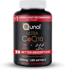 Qunol CoQ10 100mg Softgels, Ultra CoQ10 100mg, 3x Better Absorption - 120 Count