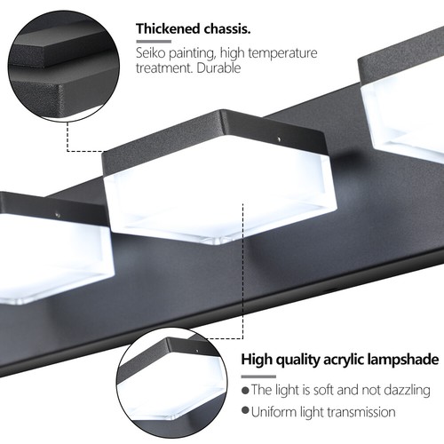 Vanity Light 38" 6 Lights Modern Black for Bathroom Mirror LED Wall Lamp Fixture - Picture 6 of 11