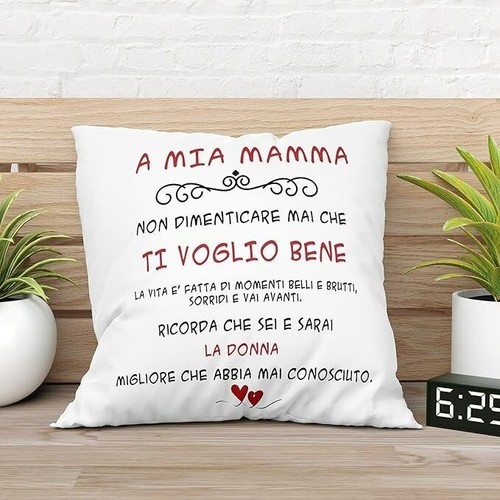 AL PRODUCTION Cuscino A MIA MAMMA, Cuscino 40x40cm - Idea Regalo - Foto 4 di 6
