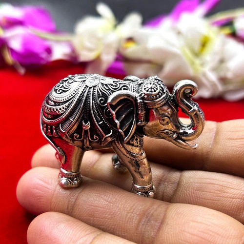 925Sterling Silver 60Gram Handmade Design Customized Upper Trunk Elephant Statue - Picture 31 of 48